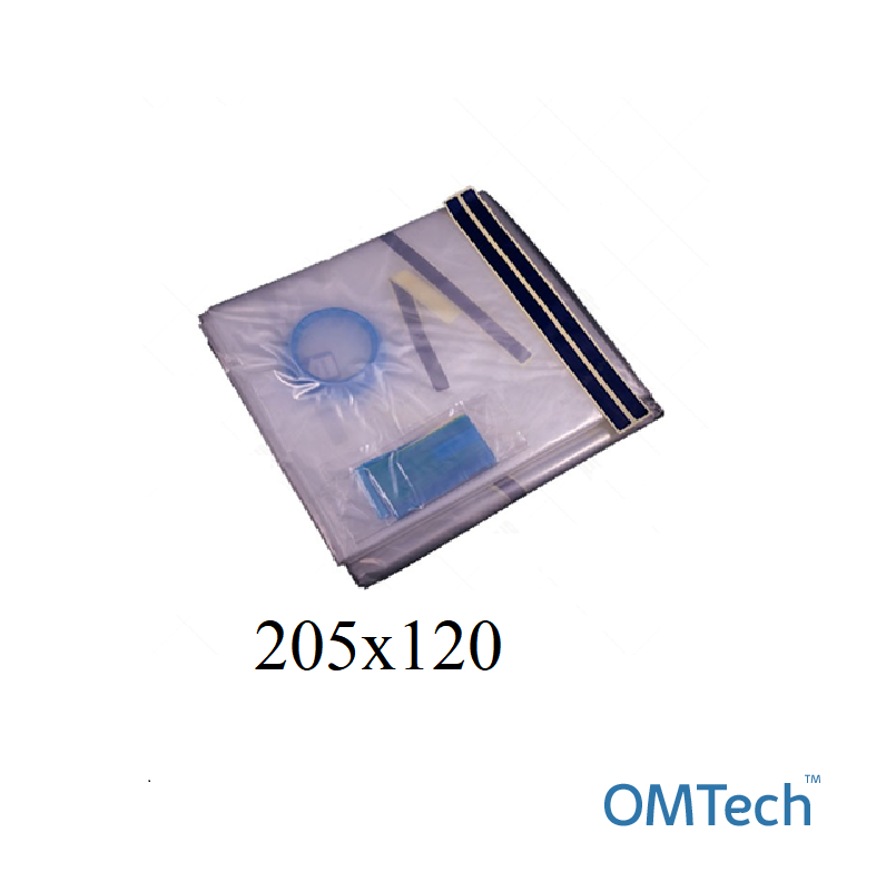 Чохол OMTech™ на мікроскоп для нейрохірургії 205см х 120см (на 3 окуляри) з гумовим чохлом та склом для окуляра (поліетилен - 55 г/м2), стерильний